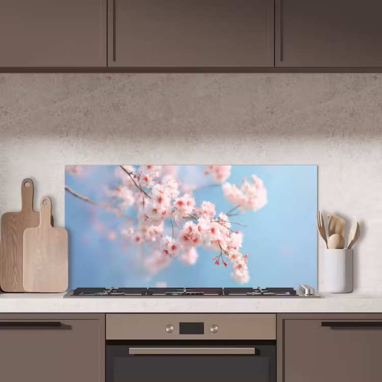 Takken - Bloesems - Roze keuken achterwand spatscherm middel -sfeer2