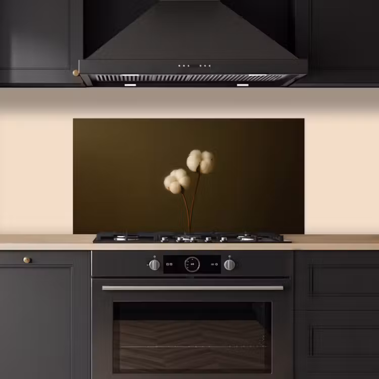Takken - Katoen - Wit - Bollen keuken achterwand spatscherm middel -sfeer1