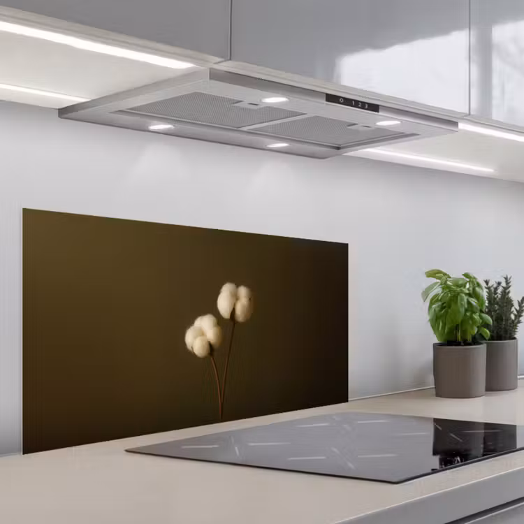 Takken - Katoen - Wit - Bollen keuken achterwand spatscherm middel -3d_schuin
