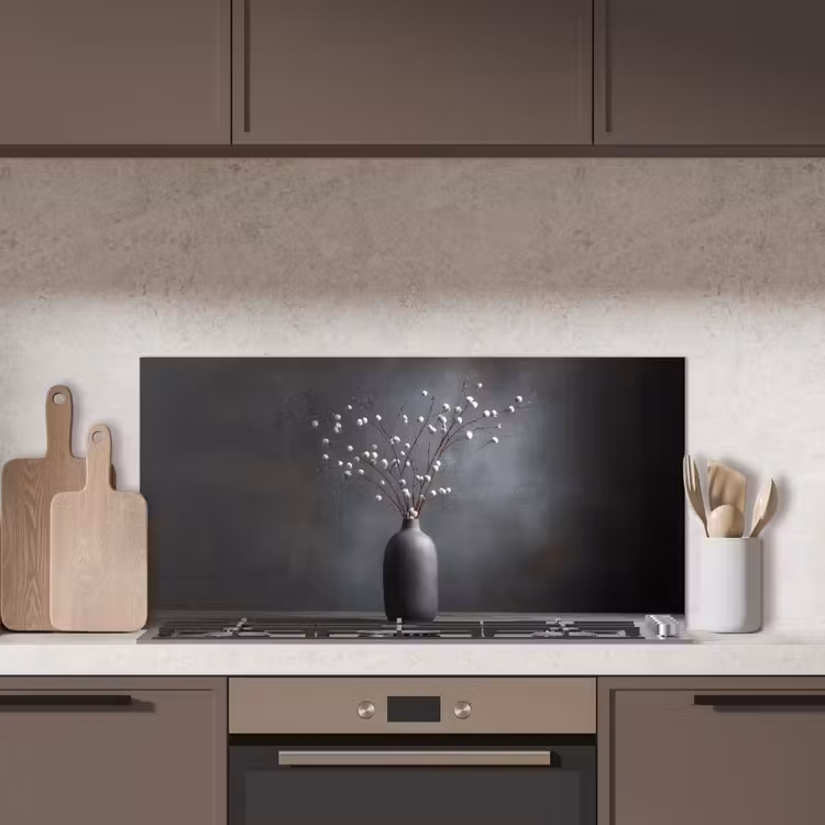 Takken - Vaas - Bolletjes - Wit keuken achterwand spatscherm middel -sfeer2