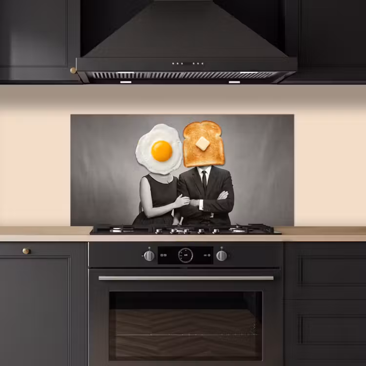 Ontbijt - Koppel - Ei - Brood keuken achterwand spatscherm middel -sfeer1