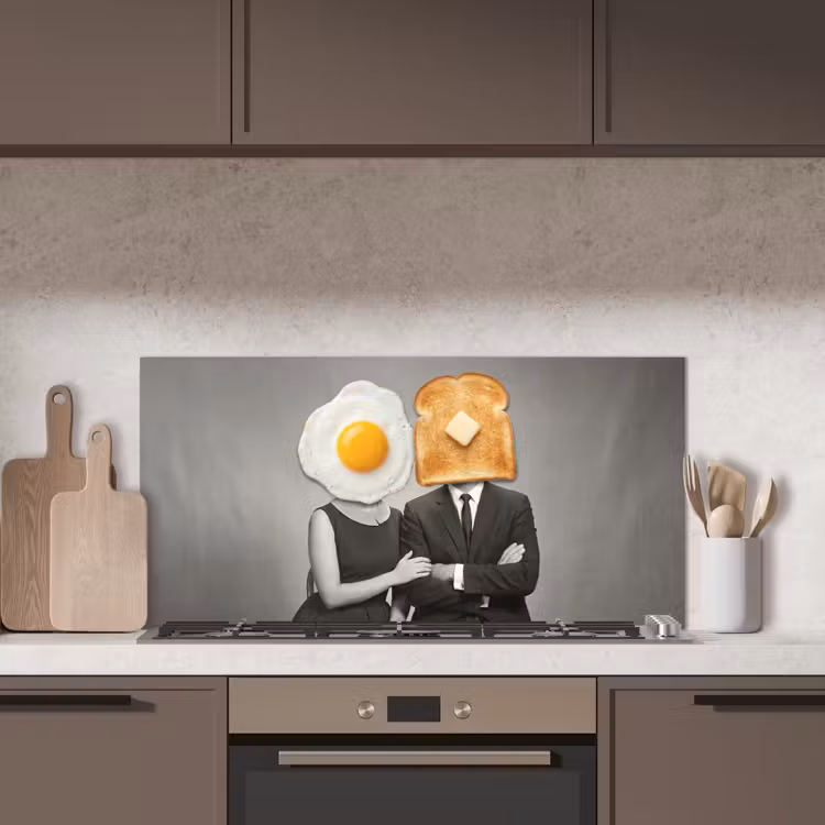 Ontbijt - Koppel - Ei - Brood keuken achterwand spatscherm middel -sfeer2