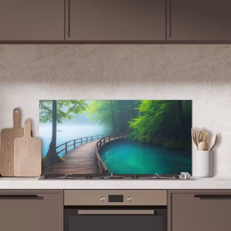 Brug - Water - Rivier - Bos keuken achterwand spatscherm middel -sfeer2