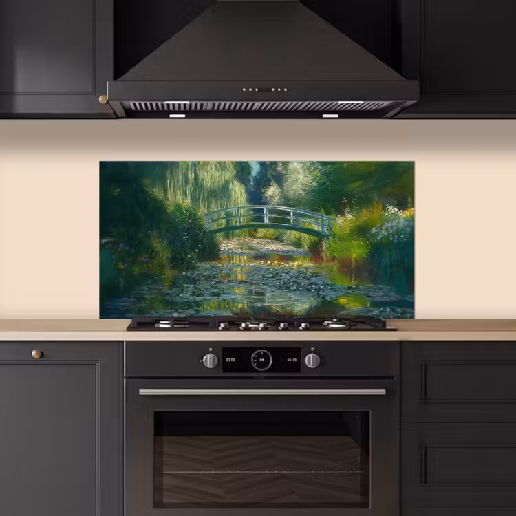 Brug - Hout - Vijver - Waterlelies keuken achterwand spatscherm middel -sfeer1
