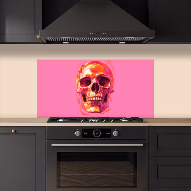 Felroze - Tanden - Schedel keuken achterwand spatscherm middel -sfeer1