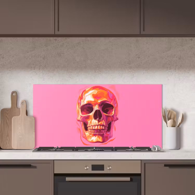Felroze - Tanden - Schedel keuken achterwand spatscherm middel -sfeer2