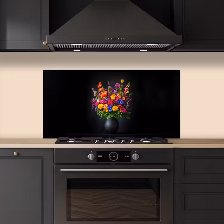 Felgekleurd - Bloemen - Vaas keuken achterwand spatscherm middel -sfeer1