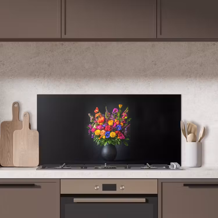 Felgekleurd - Bloemen - Vaas keuken achterwand spatscherm middel -sfeer2