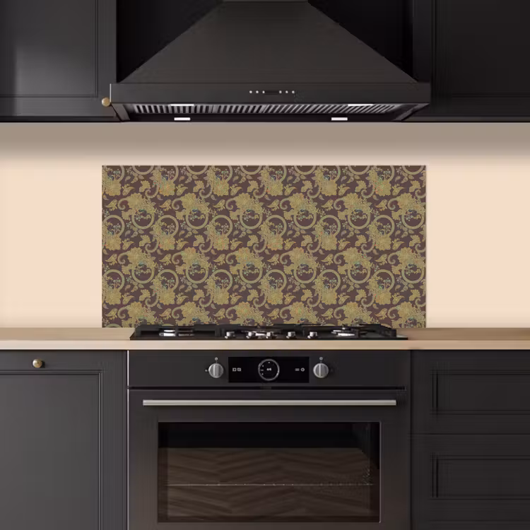 Bruin - Groen - Bloemen keuken achterwand spatscherm middel 899 -sfeer1