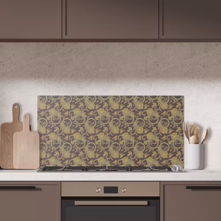 Bruin - Groen - Bloemen keuken achterwand spatscherm middel 899 -sfeer2
