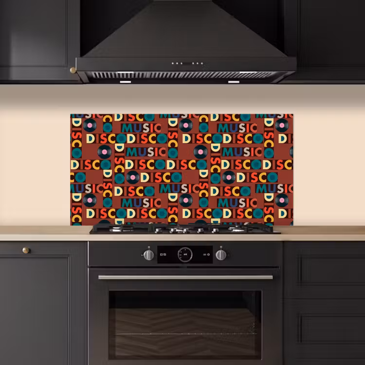 Bruin - Retro - Disco - Patroon keuken achterwand spatscherm middel 899 -sfeer1
