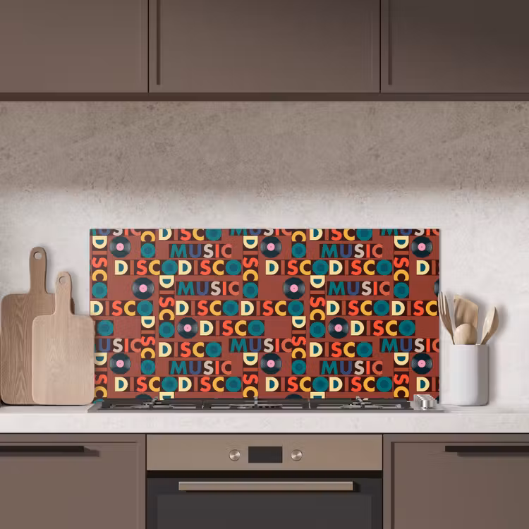 Bruin - Retro - Disco - Patroon keuken achterwand spatscherm middel 899 -sfeer2