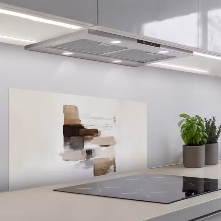 Penseelstreken - Balans - Beige - Bruin keuken achterwand spatscherm middel -3d_schuin