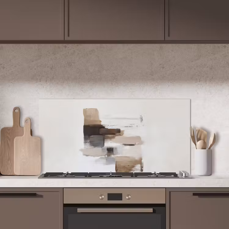 Penseelstreken - Balans - Beige - Bruin keuken achterwand spatscherm middel -sfeer2