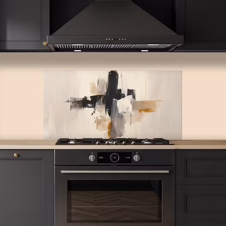 Penseelstreken - Ruw - Abstract - Beige keuken achterwand spatscherm middel -sfeer1