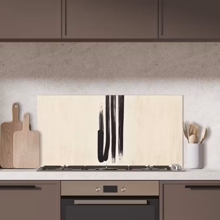 Penseelstreken - Verticaal - Zwart keuken achterwand spatscherm middel -sfeer2