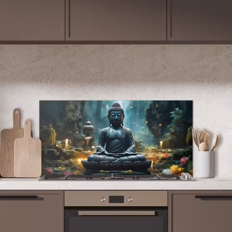 Boeddha - Beeld - Buddha - Zen - Kunst - Boedha keuken achterwand spatscherm middel -sfeer2