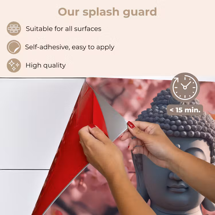 Boeddha - Beeld - Sakura - Buddha - Kersenbloesem keuken achterwand spatscherm middel -spatscherm_EN