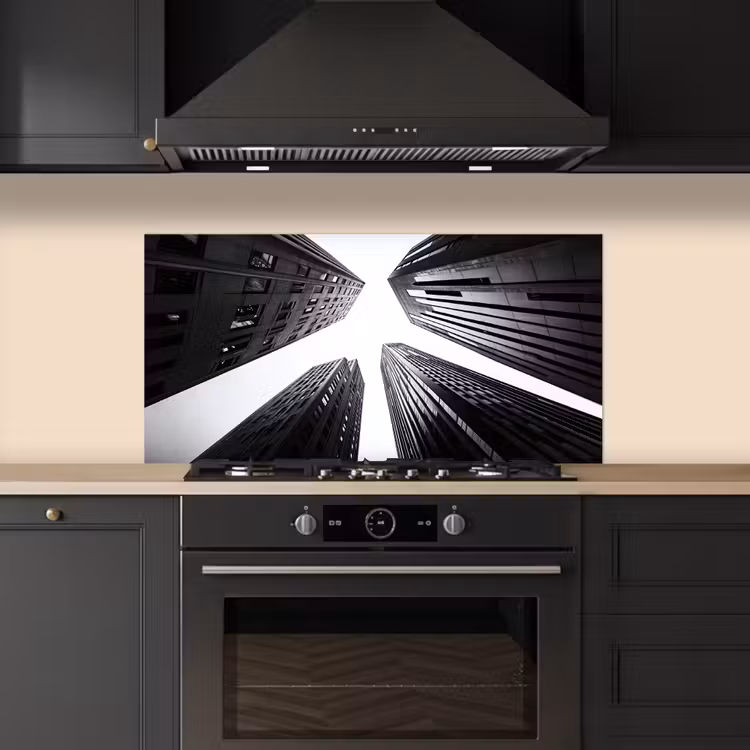 Gebouwen - Lucht - Zwart keuken achterwand spatscherm middel -sfeer1