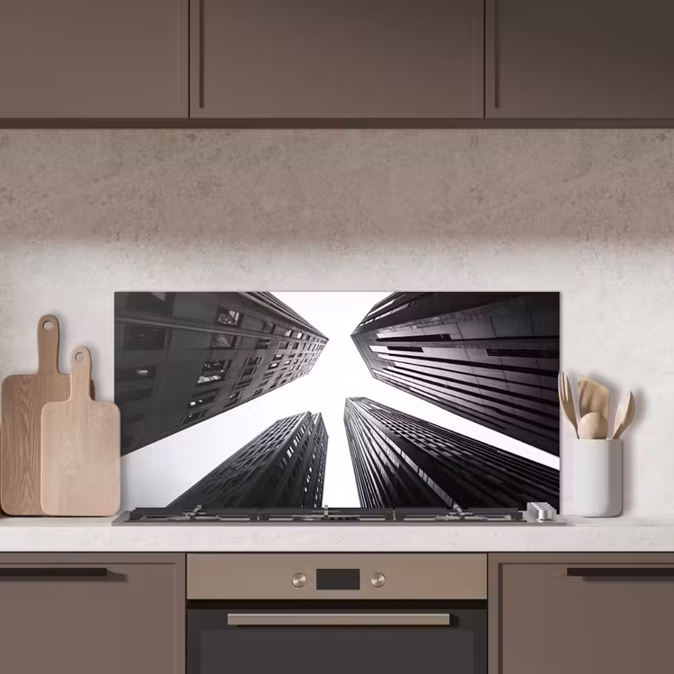 Gebouwen - Lucht - Zwart keuken achterwand spatscherm middel -sfeer2
