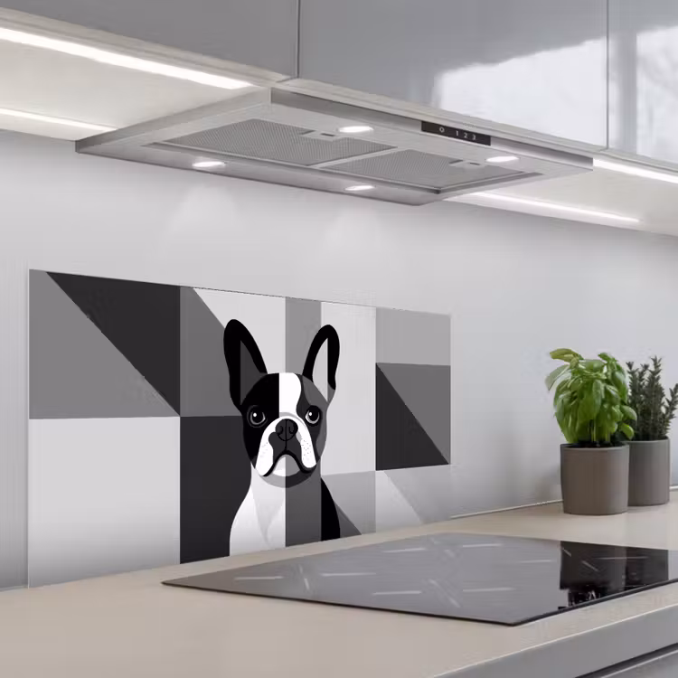 Buldog - Zwart - Abstract - Vlakken keuken achterwand spatscherm middel -3d_schuin