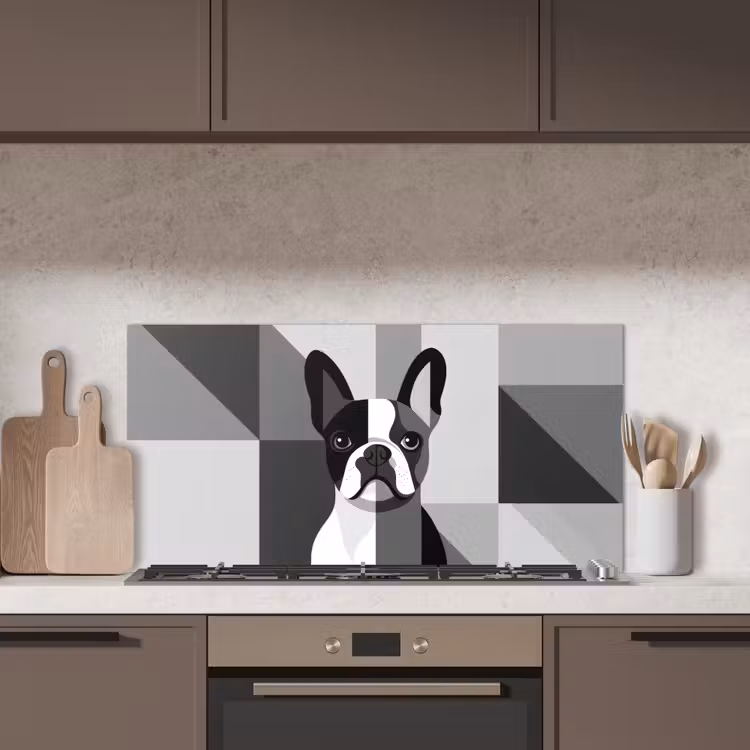 Buldog - Zwart - Abstract - Vlakken keuken achterwand spatscherm middel -sfeer2