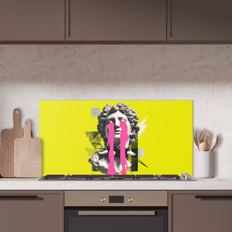 Buste - Verf - Geel keuken achterwand spatscherm middel -sfeer2