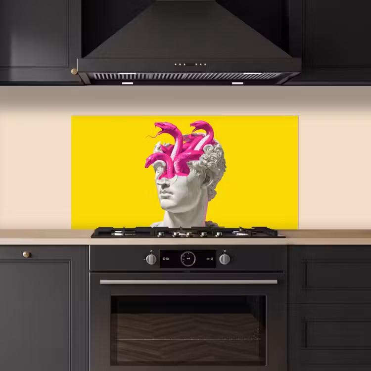 Buste - Slangen - Geel keuken achterwand spatscherm middel -sfeer1