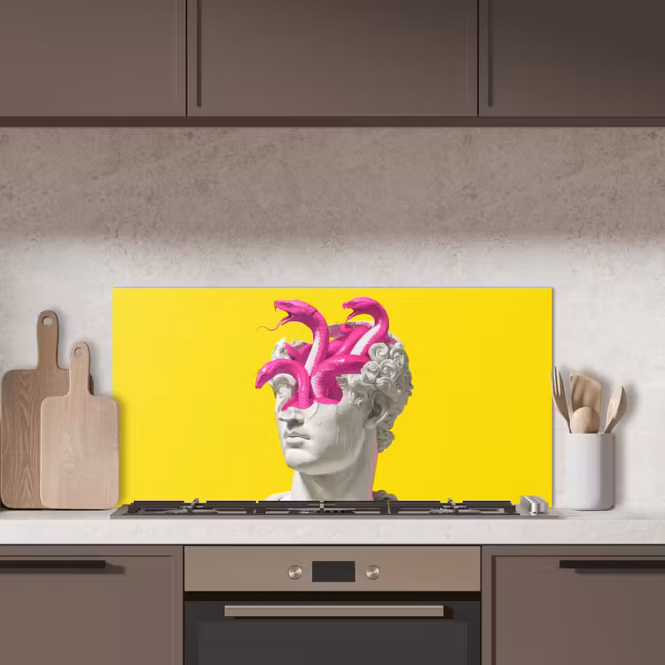 Buste - Slangen - Geel keuken achterwand spatscherm middel -sfeer2