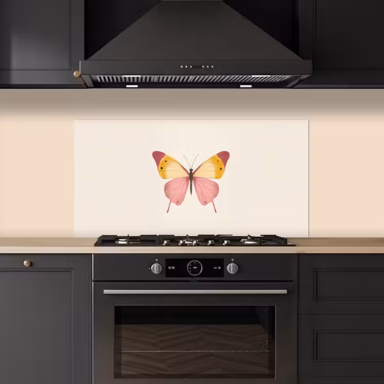 Vlinder - Illustratie - Roze keuken achterwand spatscherm middel -sfeer1