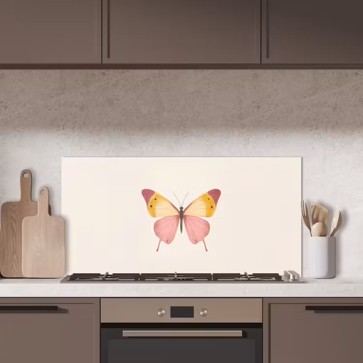 Vlinder - Illustratie - Roze keuken achterwand spatscherm middel -sfeer2