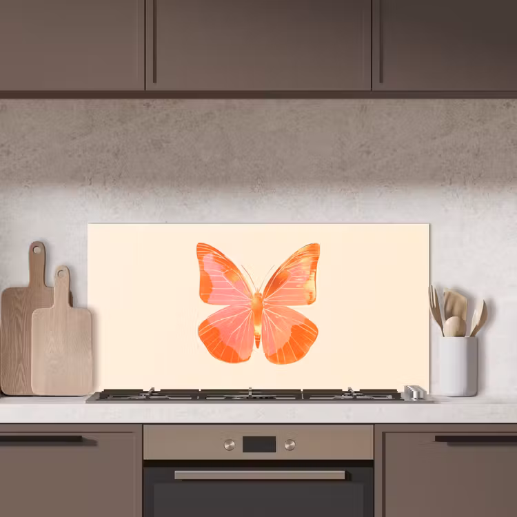 Vlinder - Minimalistisch - Roze keuken achterwand spatscherm middel -sfeer2