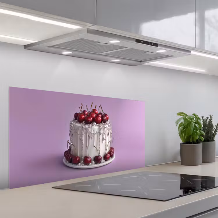 Taart - Kersen - Juwelen - Rood keuken achterwand spatscherm middel -3d_schuin