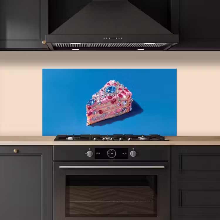 Taart - Edelstenen - Glitters - Roze keuken achterwand spatscherm middel -sfeer1