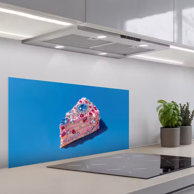 Taart - Edelstenen - Glitters - Roze keuken achterwand spatscherm middel -3d_schuin