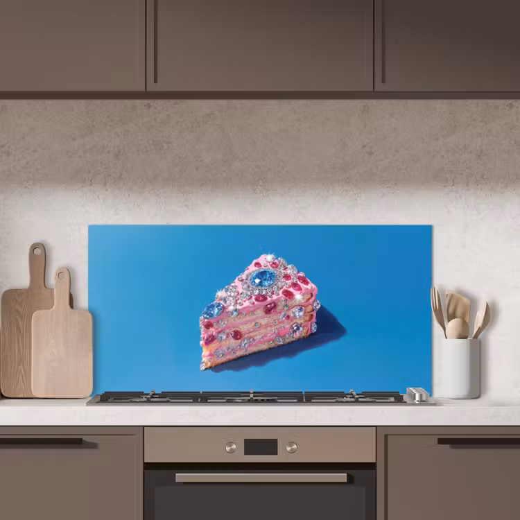 Taart - Edelstenen - Glitters - Roze keuken achterwand spatscherm middel -sfeer2