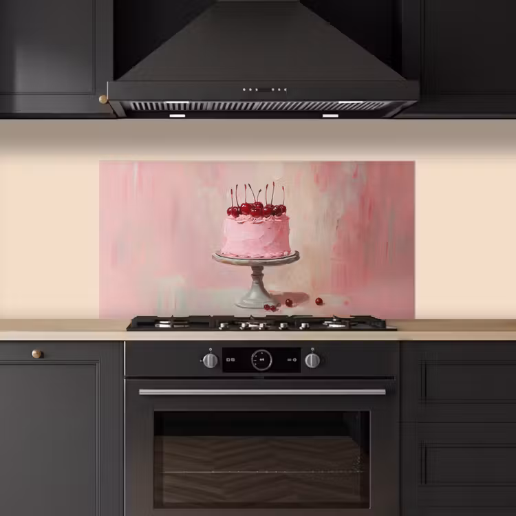 Taart - Pink - Cherry keuken achterwand spatscherm middel -sfeer1