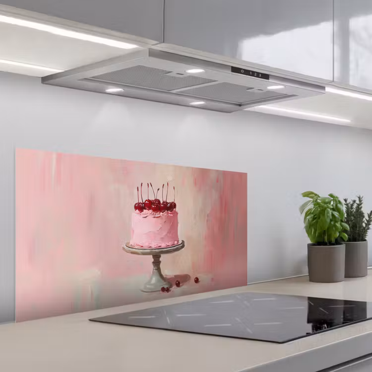 Taart - Pink - Cherry keuken achterwand spatscherm middel -3d_schuin