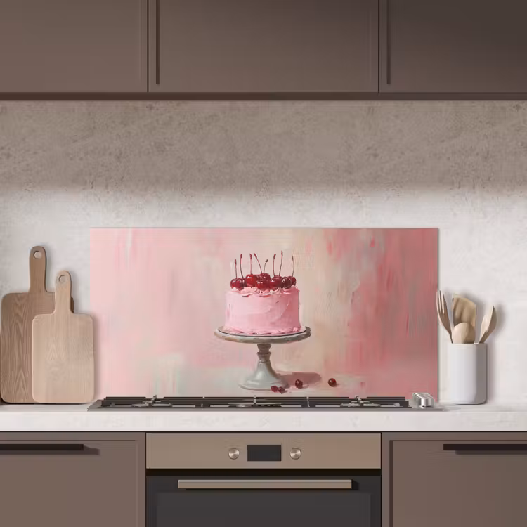 Taart - Pink - Cherry keuken achterwand spatscherm middel -sfeer2