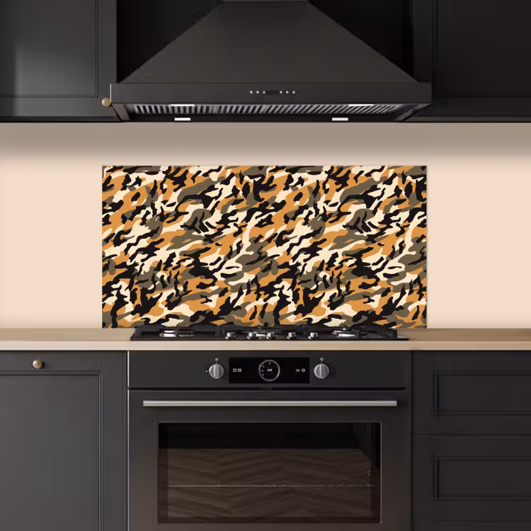 Camouflage - Aardetinten - Patroon keuken achterwand spatscherm middel 899 -sfeer1