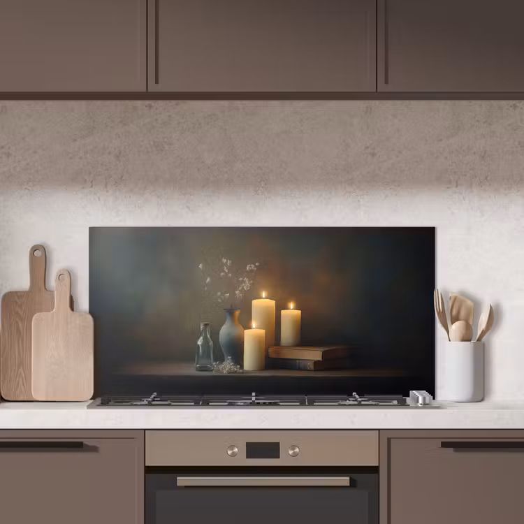 Kaarsen - Stilleven - Rustiek - Boeken keuken achterwand spatscherm middel -sfeer2