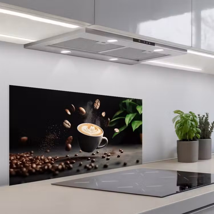 Cappuccino - Kop - Bonen - Bruin keuken achterwand spatscherm middel -3d_schuin