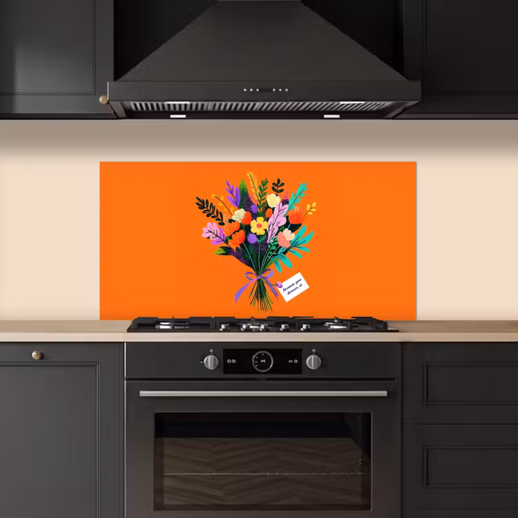 Kaartje - Boeket - Bloemen keuken achterwand spatscherm middel -sfeer1