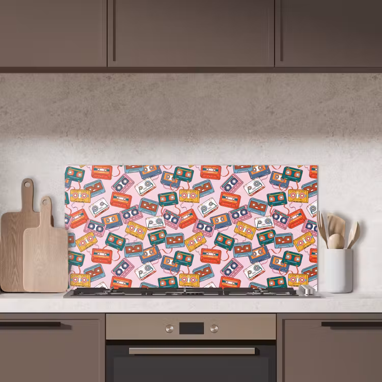 Cassette - Patroon - Roze keuken achterwand spatscherm middel 899 -sfeer2