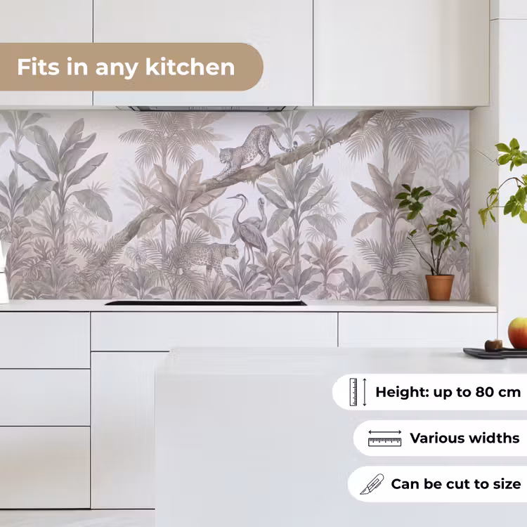 Kat - Vogel - Jungle - Illustratie - Dieren keuken achterwand 2 middel -sfeer4_UK