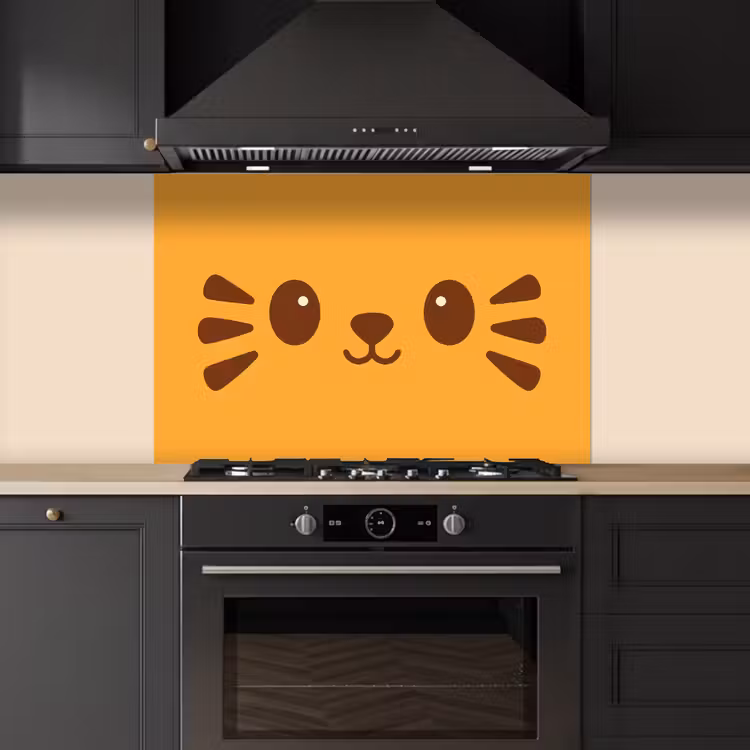Kat - Simplistisch - Oranje - Vrolijk keuken achterwand spatscherm middel -sfeer1
