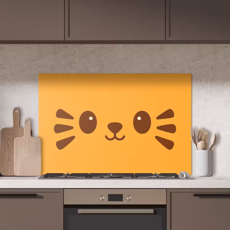 Kat - Simplistisch - Oranje - Vrolijk keuken achterwand spatscherm middel -sfeer2
