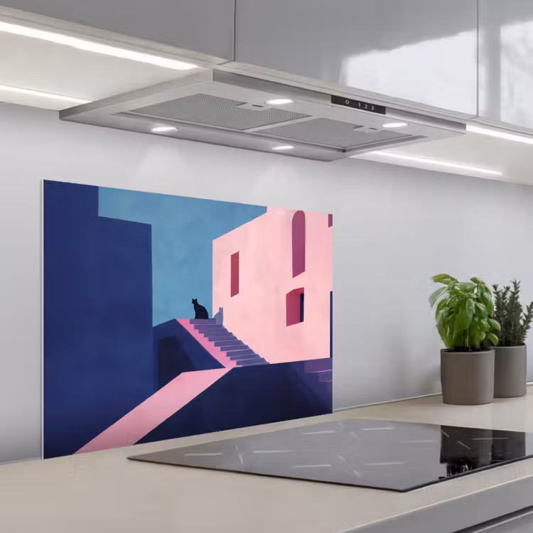 Kat - Trap - Gebouwen - Schaduwcontrasten keuken achterwand spatscherm middel -3d_schuin