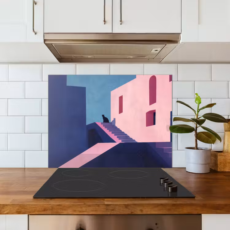 Kat - Trap - Gebouwen - Schaduwcontrasten keuken achterwand spatscherm middel -sfeer2