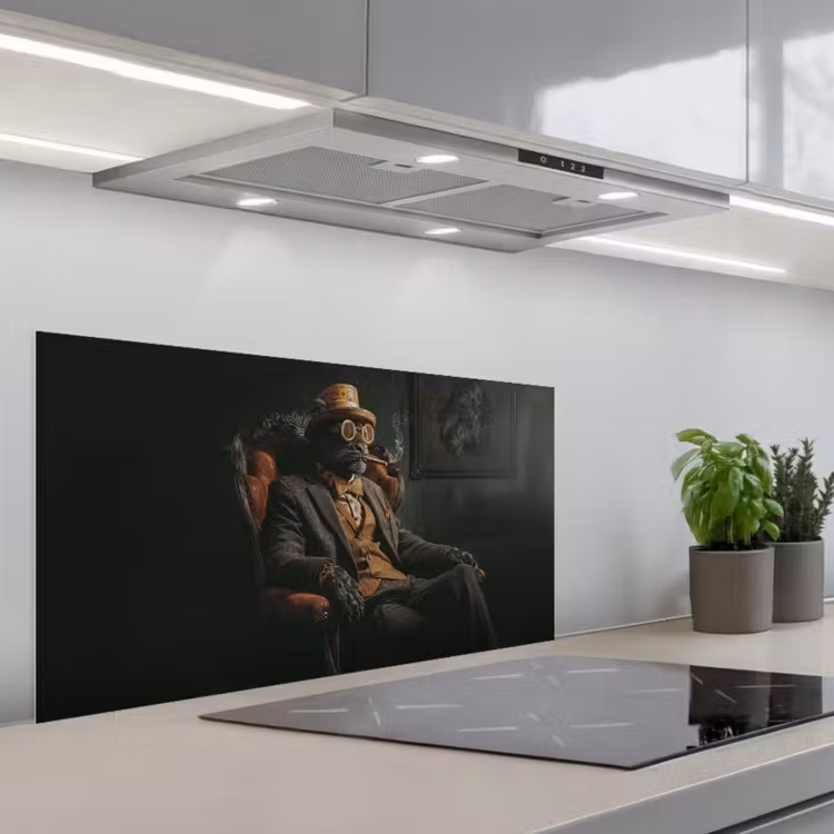Kat - Pak - Oranje - Sigaar keuken achterwand spatscherm middel -3d_schuin